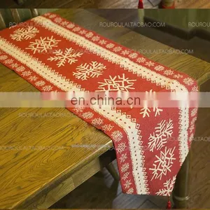Factory Price Cotton and Linen Table Runner for Christmas Decoration thumbnail-4