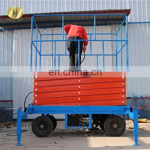 7LSJY Shandong SevenLift 20 m 300kg Portable Manual Hydraulic Mobile Scissor Mechanism Platform Lift Table Work Platform thumbnail-6