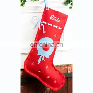 Amazon 2018 Christmas Eve Decor Wholesale Wall Hanging Christmas Ornaments Felt Socks thumbnail-1