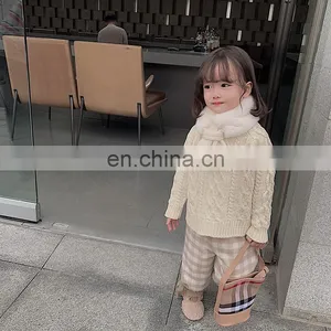3516/Customized Fashion Pullover Knitted Girls Autumn Winter Sweater Wholesale Solid Kids Sweater thumbnail-3