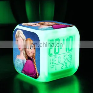 Dice Shape Small Square Cube Glowing LED 7 Colors Changing Home Desk Digital Alarm Clock thumbnail-2