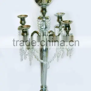 Aluminum Wedding Candelabra With Centrepiece Silver Finish, Candelabra With Flower Bowl thumbnail-2