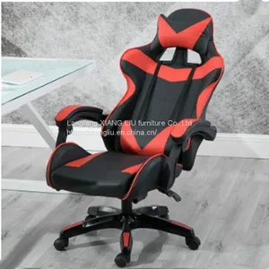 Red Headrest Footrest Gaming Chair thumbnail-1
