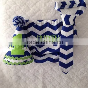 Blue Boys Cake Smash Chevron Outfit thumbnail-2