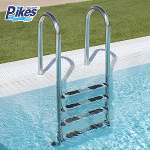 High Quality SS Steel Frame 4-Step Ladder for Above Ground Swimming Pool With Non-Slip Plastic Steps thumbnail-1