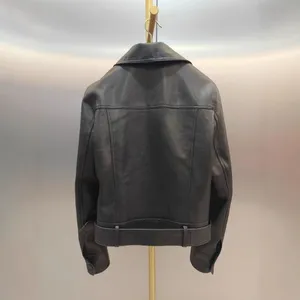 Women's Korean Sweet Cool Style Biker Jacket for Spring, Autumn, Winter, Minority Design Sense, Fashionable and Slimming Motorcycle Coat thumbnail-2