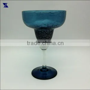 Navy Blue Margarita Glass With Clear Stem thumbnail-1