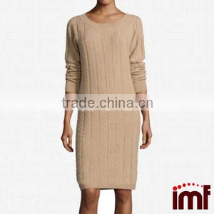 Long-Sleeve Cable-Knit Cashmere Dress thumbnail-1