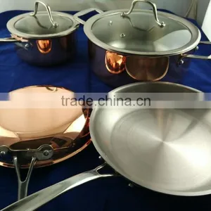 Premium Design Triple (stainless Steel +aluminum+copper )Nonstick Fry Pan Saucepan Kitchen Cookware Set thumbnail-1