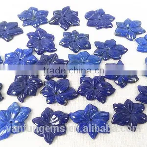 Lapis Lazuli Flower Pendant for Necklace Gemstone Carving thumbnail-1