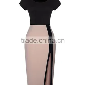 Women's Celeb Sexy Open Fork High Waist Pencil Dress Cocktail Party Bodycon Tunic Dress thumbnail-3