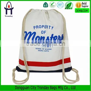 Customized Printing or Diy Dye Canvas Drawstring Backpack Bag Travel Pouch thumbnail-1