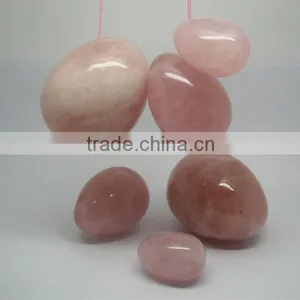 Drilled Gemstone Rose Quartz Eggs For Love thumbnail-1