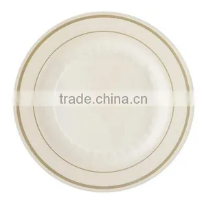 6'' Round Disposable Plastic Plate With Gold and Silver Rim thumbnail-5