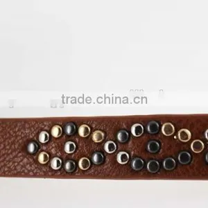 2015 Women's Fashion Beads Belt With Leather Belt With High Quality Leather in YiWu thumbnail-6