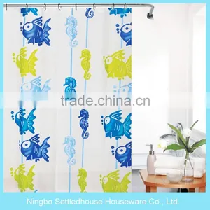 Waterproof Seahorses and Fish Print PEVA Folding Shower Curtain thumbnail-1
