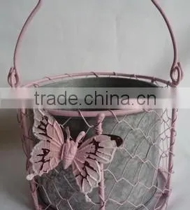 Colorful Round Mesh Wire Basket With Zinc Pot thumbnail-4