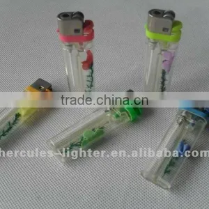 7.7 cm Disposable Flint Butane Lighter With Flower thumbnail-1