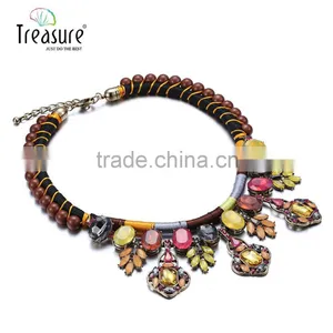 Handmade Necklace Rope Chain Colorful Crystal Pendantethnic Necklace 2015 Luxury Crystal Inlaid Bijoux Femme NL13562 thumbnail-2