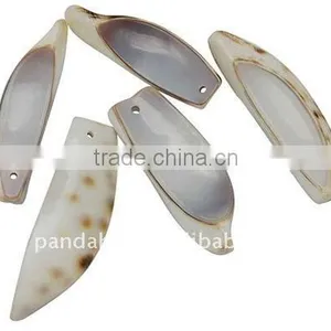 Sea Shell Beads, Dyed, Ivory, About 41~50x12~17x6mm, Hole: 2mm.(BSHE-S012) thumbnail-1