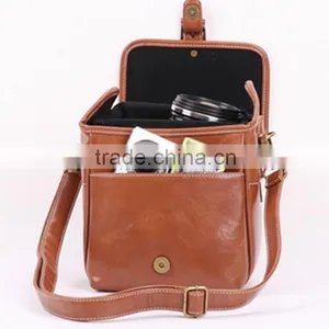 Factory Price Brown Leather Camera Bag With Strap in Dongguan thumbnail-3