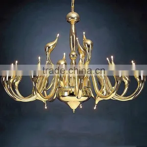 Gold Luxuxry Swan Iron Chandelier for Hotels thumbnail-1