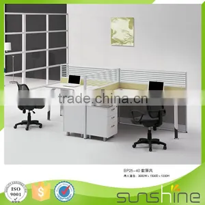 Practical 4 Seating Workstation Partitions Desktop Glass Partition With Keyboard Trays thumbnail-3