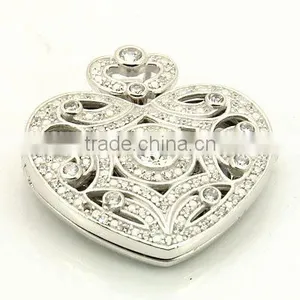 925 Silver Rhodium Heart Pendant thumbnail-1