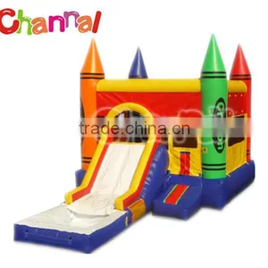 Customized Inflatable Crayon Combo Bouncer With Pool thumbnail-1