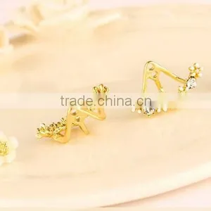 New Elegant Rose Gold Silver Plated Daisy Flower Crystal Stud Earrings thumbnail-5