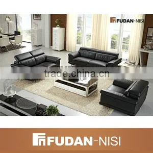 Italy Black Genuine Leather Sectionals Sofas thumbnail-1