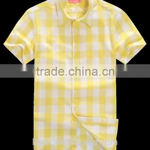 Fashion Design Polyester Cotton Fabric Check Shirt thumbnail-5