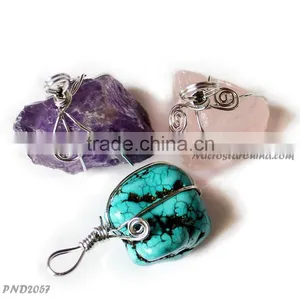 New Gold Printed Purple Hollow Drusy Pendant thumbnail-4