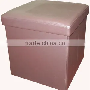 Strong! Brown PVC Leather Foldable Storage Ottoman thumbnail-1