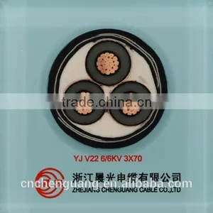 6/6KV Electrical Power Cable Copper 3 Core XLPE Insulated PVC Sheathed Cable YJV22 3*70mm2 thumbnail-1