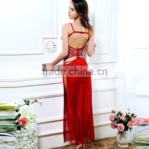 Top Quality Long Tube Red Mature Sexy Hot Fashion Show Lingerie thumbnail-3