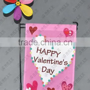 Happy Valentine's Day Heat Sublimation Printing Garden Flag With Windmill thumbnail-1