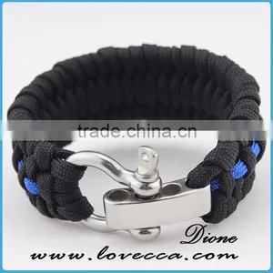Black Ajustable Stainless Steel Shackles for Survival Paracord Bracelet With Logo thumbnail-4
