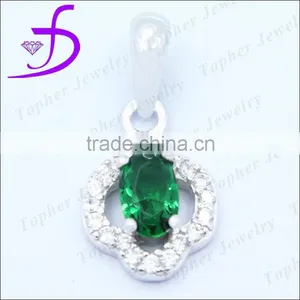 New Product Emerald With White Zircon Fashion 925 Silver Jewelry Pendant thumbnail-1