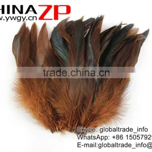 Gold Supplier CHINAZP Bulk Sale Top Quality Colored Brown Chicken Half Bronze Rooster Schlappen Feathers thumbnail-2