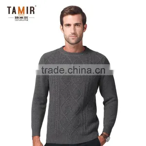 Fashion Men Cashmere Cable Custom Knit Sweater, Men Simple Argyle Grey Sweater thumbnail-1