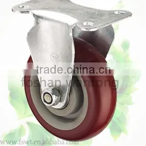 Black Stent Medium Duty Polyurethane Fixed Hardware Caster Wheel thumbnail-4