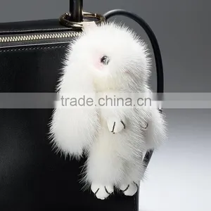 Adorable Rabbit Fur Bag Charm thumbnail-1