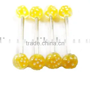Yellow Acrylic Tongue Barbell Body Piercing Jewelry thumbnail-1