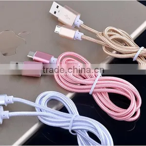 Nylon Woven USB Cable for V8 Micro Usb Data Cable for HTC Sony Xiaomi Smart Phone thumbnail-1