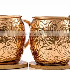 16 oz Solid Copper Moscow Mule Mug Copper Mule Mugs With Riveted Handle thumbnail-2