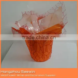 Decorative Pot Covers/bopp Pearlized Film Pot Cover With Mesh/garden Flower Pot thumbnail-2