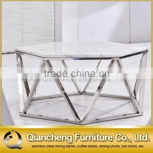 Brass Metal White Marble Coffee Table Made in China thumbnail-1