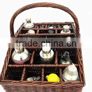 Harvest Wicker Wine Gift Basket With Handle thumbnail-1