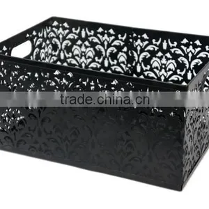 Office Desk Metal Punched Storage Basket With Twin Handles thumbnail-2
